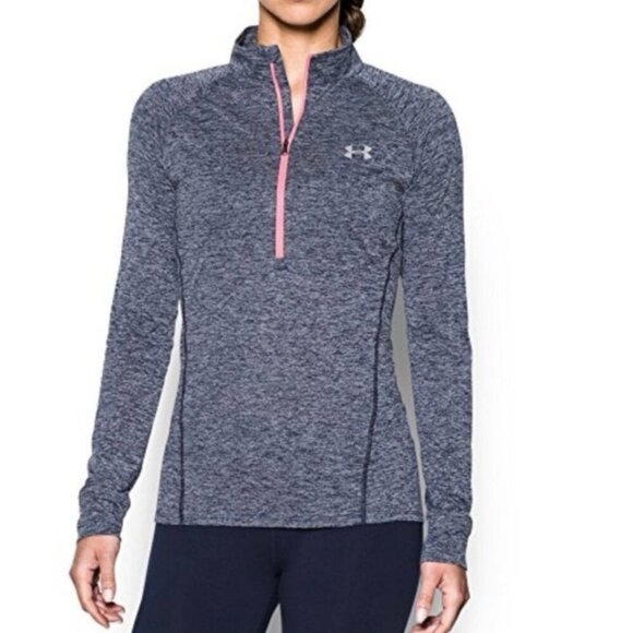 Under Armour ½ Zip Pullover Size Small Gray Heather Pink Zip Running Top - Picture 1 of 5